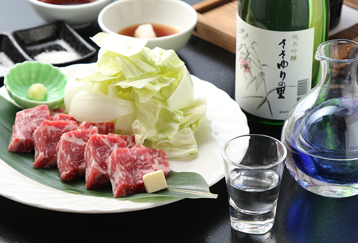 牛肉の陶板焼きとささゆりの里